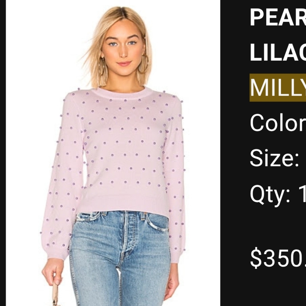 Milly pearl pink ballet & Lilac wool sweater size P NWT